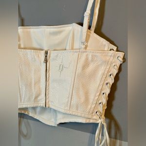 Darker Wavs Faux Leather Lace Up Corset Top in Medium